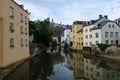 Alzette river in Grund district of Luxembourg Royalty Free Stock Photo