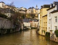 Alzette River and Grund Quarter in Luxembourg City Royalty Free Stock Photo