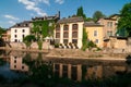 The Alzette river and historic buildings in Grund, Luxembourg City Royalty Free Stock Photo