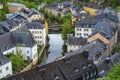 Alzette river and Old Town Luxembourg City from top view