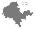 Alzey-Worms grey county map of Rhineland-Palatinate DE