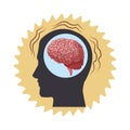 Alzheimer brain inside head silhouette