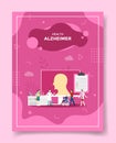 alzheimer concept doctor diagnosis head patient on computer for template of banners, flyer, books cover, magazine with liquid