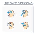 Alzheimer disease color icons set