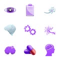 Alzheimer disease icon set, cartoon style Royalty Free Stock Photo