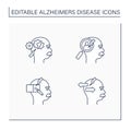 Alzheimer disease line icons set Royalty Free Stock Photo