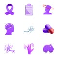Alzheimer disease problem icon set, cartoon style Royalty Free Stock Photo