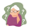 Alzheimer old woman, neurology health care, Parkinson or dementia metaphor are shown. Senses diseases for medical website. I