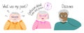Alzheimer's dementia symptoms composition with a set of human characters of the elderly. Cute old people of