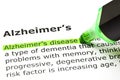 Alzheimer`s Disease Definition Royalty Free Stock Photo