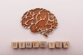 Alzheimer's disease, dementia and mental health concept. Brain and wooden cubes with word 'dementia'