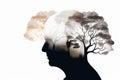 Alzheimer\'s disease, simple illustration, minimalism, white background, Generative AI
