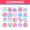 Alzheimers Disease Collection Icons Set Vector