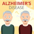 Alzheimers disease concept background, cartoon style