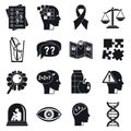 Alzheimers disease doctor icons set, simple style Royalty Free Stock Photo