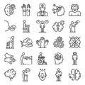 Alzheimers disease icons set, outline style