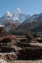 Ama Dablam with fields in front