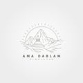 ama dablam himalayan mountain line art vector logo symbol illustration design, stupa with mountain logo