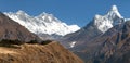 Ama Dablam and Lhotse with stupa Royalty Free Stock Photo