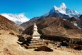 Ama Dablam Lhotse and top of Everest Royalty Free Stock Photo