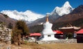 Ama Dablam Lhotse and top of Everest from Tengboche Royalty Free Stock Photo