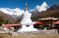 Ama Dablam Lhotse and top of Everest from Tengboche Royalty Free Stock Photo