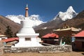 Ama Dablam Lhotse and top of Everest from Tengboche Royalty Free Stock Photo