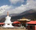 Ama Dablam Lhotse and top of Everest from Tengboche Royalty Free Stock Photo