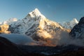 Ama Dablam 6856m peak near the village of Dingboche in the Khumbu area of Nepal, on the hiking trail leading to the Royalty Free Stock Photo