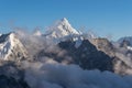 Ama Dablam mountain peak above the clouds, Everest region Royalty Free Stock Photo