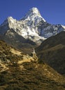 Ama Dablam Mountain Peak Buddhist Stupa Namche Bazaar Trekking Nepal Himalaya Mountains Royalty Free Stock Photo