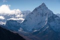 Ama Dablam mountain peak, most beautiful peak in Everest national park view from Chola pass, Himalaya mountains range, Nepal Royalty Free Stock Photo