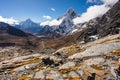 Ama Dablam mountain peak, most beautiful peak in Everest region view from Chola pass, Himalaya mountains range, Nepal Royalty Free Stock Photo