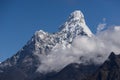 Ama Dablam mountain peak from Namche Bazaar view point, Everest Royalty Free Stock Photo