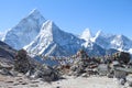 Ama Dablam mountain peak rises above trail to Everest Base Camp Royalty Free Stock Photo