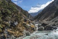 Ama Dablam mountain peak and small river, Everest region, Nepal Royalty Free Stock Photo