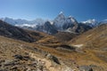 Ama Dablam mountain peak and trekking trail from Kongma la pass