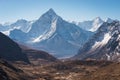 Ama Dablam mountain peak view from Chola pass in Everest base camp trekking route, Himalaya mountain range in Nepal Royalty Free Stock Photo