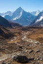 Ama Dablam mountain peak view from Chola pass in Everest base camp trekking route, Himalaya mountains range in Nepal Royalty Free Stock Photo