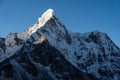 Ama Dablam mountain peak view from Chukung Ri view point in Everest region, Himalaya range in Nepal Royalty Free Stock Photo