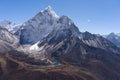 Ama Dablam mountain peak view from Dingboche view point, Everest or Khumbu region, Nepal