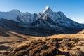 Ama Dablam mountain peak view from the way to Chukung Ri view point, Himalaya mountains range in Evererst region, Nepal Royalty Free Stock Photo