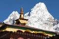 Ama Dablam from pangboche monastery Royalty Free Stock Photo