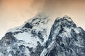 Ama Dablam peak with clouds at sunset, Himalaya mountains, Nepal Royalty Free Stock Photo