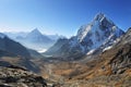 Ama Dablan and Cholatse peaks from Dzongla, Nrpal Royalty Free Stock Photo