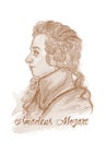 Amadeus Mozart Engraving Style Portrait