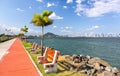 The Amador Causeway Urban Road Famous Travel Destination Panama City Skyline Seascape Royalty Free Stock Photo