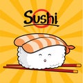 Amaebi Sushi cartoon Royalty Free Stock Photo
