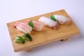 Amaebi Sushi (Sweet Shrimp Sushi) and Tako Nigiri Sushi (Octopus Royalty Free Stock Photo