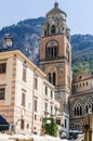 Amalfi cathedral bell tower at Piazza del Duomo, Amalfi, Italy Royalty Free Stock Photo